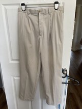 Daniel Cremieux Classics Mens Beige Pleated Front Dress Pants Size 34X30 Khaki - £11.21 GBP