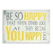 The Stupell Home Dcor Collection Be So Happy Typography Wall Plaque, 10 x 0.5 x  - £35.96 GBP