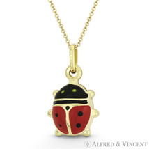 Hollow Ladybug Enamel Insect Lady-Luck Charm 18x11mm Pendant in 14k Yellow Gold - £96.51 GBP+