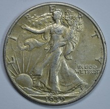 1939 P Walking liberty circulated silver half dollar AU details - $29.50