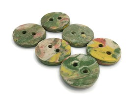 6Pc Large Handmade Ceramic Sewing Buttons 25mm For Crafts Backpack Coats Jackets - £29.61 GBP