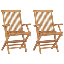 Outdoor Garden Patio Wooden Set Of 2 Folding Camping Chairs Seats Teak W... - £147.40 GBP