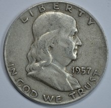 1957 D Franklin circulated silver half dollar - $13.50