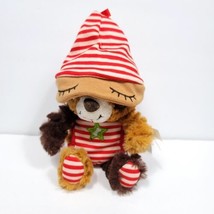 Brown Sleepy Caps Puppy Dog Plush Stuffed Animal Dan Dee Red White Striped  - £15.81 GBP