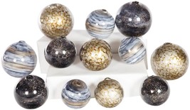 Sculpture Sphere Ball Ornament Sea Pearls Multi-Color Set 12 Cheers Emperors - £238.14 GBP