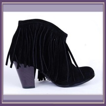 Western Style Martin Heel Suede Leather Fringed with Tassel 2.5 inch Ankle Boot image 2