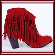 Western Style Martin Heel Suede Leather Fringed with Tassel 2.5 inch Ankle Boot image 5