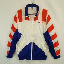 Vtg Adidas Windbreaker Shiny Nylon Track Jacket Color Block Made Team USA Cheer - £129.84 GBP
