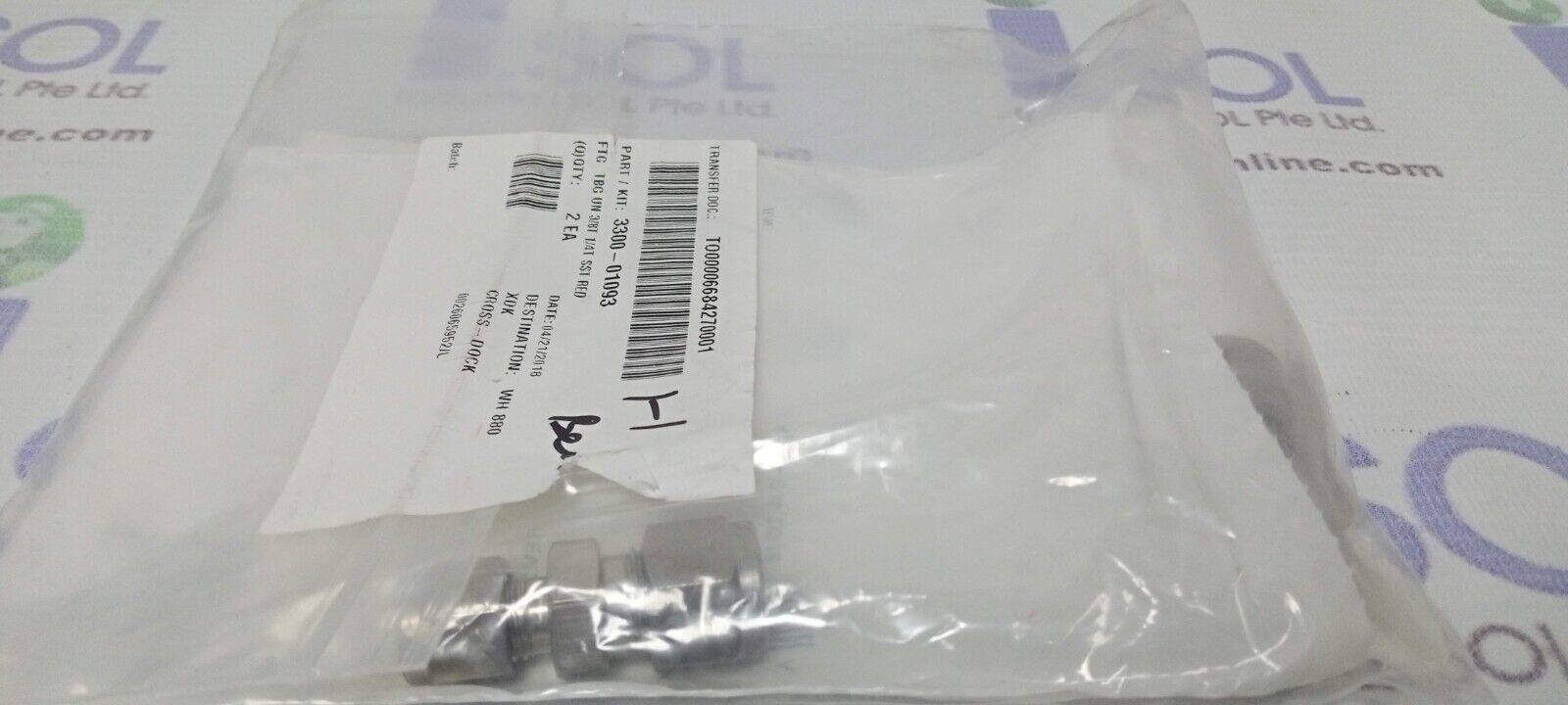 AMAT 3300-01093 FTG TBG UN 3/8T 1/4T SST RED Applied Materials Lot of 2 New - $72.08
