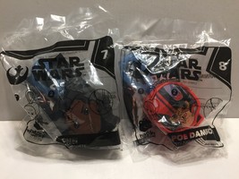 New Unopened Star Wars McDonalds Poe Dameron &amp; Finn Happy Meal Toy Hangers - £9.64 GBP