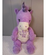 Large 17&quot; Inter-American Purple White Unicorn Plush Soft Furry Stuffed A... - £10.99 GBP