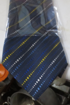 Hermes Paris Men&#39;s 100% Silk Ties Multi color diagonal circles Blue back... - $100.00