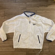 Vintage Reebok Track White Jacket 90s Sports Full-Zip Coat Windbreaker - £27.97 GBP