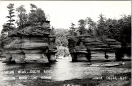 Lower Dells Wisconsin Indian Head Sugar Bowl Grotto Rock Ink Stand Postcard V19 - £6.25 GBP