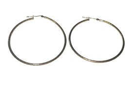 10K Yellow Gold Hoop Earrings 2" Large Lightweight 1.35g Marked 10K RL image 4