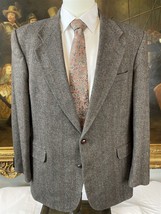 VTG Deansgate 42R Brown Wool &amp; Lambswool Herringbone Tweed Stripe Sport Coat - $64.99