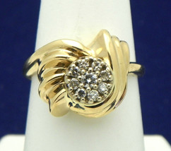 1/6 ct DIAMOND CLUSTER RING REAL SOLID 14 K GOLD 7.9 g SIZE 7 - £781.56 GBP