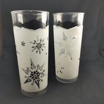 Vtg Anchor Hocking Set of 2 Atomic Snowflake Frosted Black Diamond Glass... - £14.93 GBP