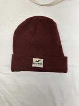 Hollister Beanie Hat Cap Red White Knit Cuffed Adult Mens Stretch Fit Ca... - $11.83