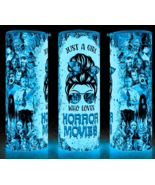 Glow in the Dark Just a Girl Who Loves Horror Movies Collage Cup Tumbler... - £17.76 GBP