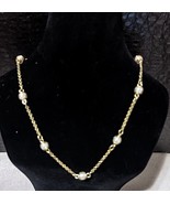 Vintage Napier Gold Tone Chain Pearl Choker Necklace Signed - $401.32 MXN