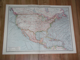 1908 ANTIQUE MAP OF UNITED STATES INDUSTRY CARIBBEAN TRANSPORTATION SHIP... - $33.65