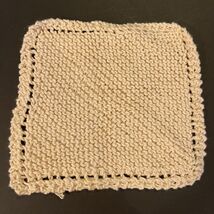 Vintage Knit Square - Off White - 8X8 - Doily Pot Holder - Multi Use - $4.00