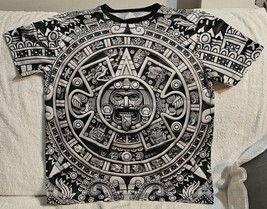 Aztec Warrior Calendar Sun Stone Mexica All Over Print T-SHIRT Shirt - $14.36+