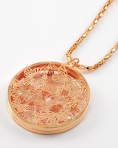 Goldtone and Clear Acrylic Butterfly Cutwork Filagree Disk Necklace and Chain - £11.84 GBP