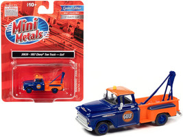 1957 Chevrolet Stepside Tow Truck &quot;Gulf&quot; Blue and Orange 1/87 (HO) Scale Model C - £26.30 GBP