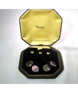 Krementz Art Deco Abalone Gold Fill Tuxedo Studs &amp; Cuff Links Boxed Set ... - £115.02 GBP