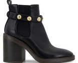 Kensie Karmela Stacked Heel Booties Faux Black Leather  Studded Belt Siz... - £31.69 GBP
