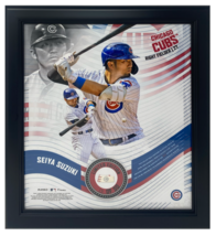 Seiya Suzuki Chicago Cubs Framed 15&quot; x 17&quot; Game Used Baseball Collage LE 50 - £82.44 GBP