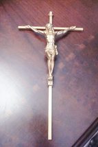 Brass Wall Crucifix Large Wall Compatible with Cross, Beautiful Repousse Work - $45.07