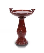 Outdoor Dark Red Ceramic Birdbath in Antique Finish - $3,663.84 MXN
