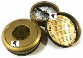 Antique Brass Robert Frost Pocket Compass, Vintage Nautical Compass With Engrave - £30.36 GBP