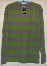 Men&#39;s Guys Volcom Encore  Thermal Long Sleeve Shirt Green Grey  New - £18.37 GBP