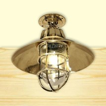 Bulkhead Marine Light Nautical Brass Vintage With Shade For Ceiling Decor - £106.82 GBP