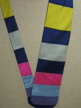 Vintage Gene Meyer Japan Neck Tie/Necktie Silk multi-color stripe 58&quot;x3.5&quot; - £53.94 GBP
