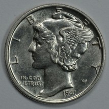 1941 Mercury silver dime BU details Full Bands - $18.00