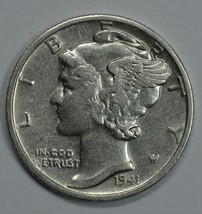 1941 S Mercury silver dime XF-AU details - $12.00