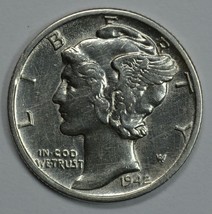 1942 D Mercury silver dime XF-AU details - $11.50