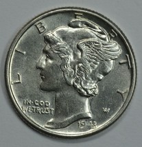 1943 Mercury silver dime XF-AU details - $12.00