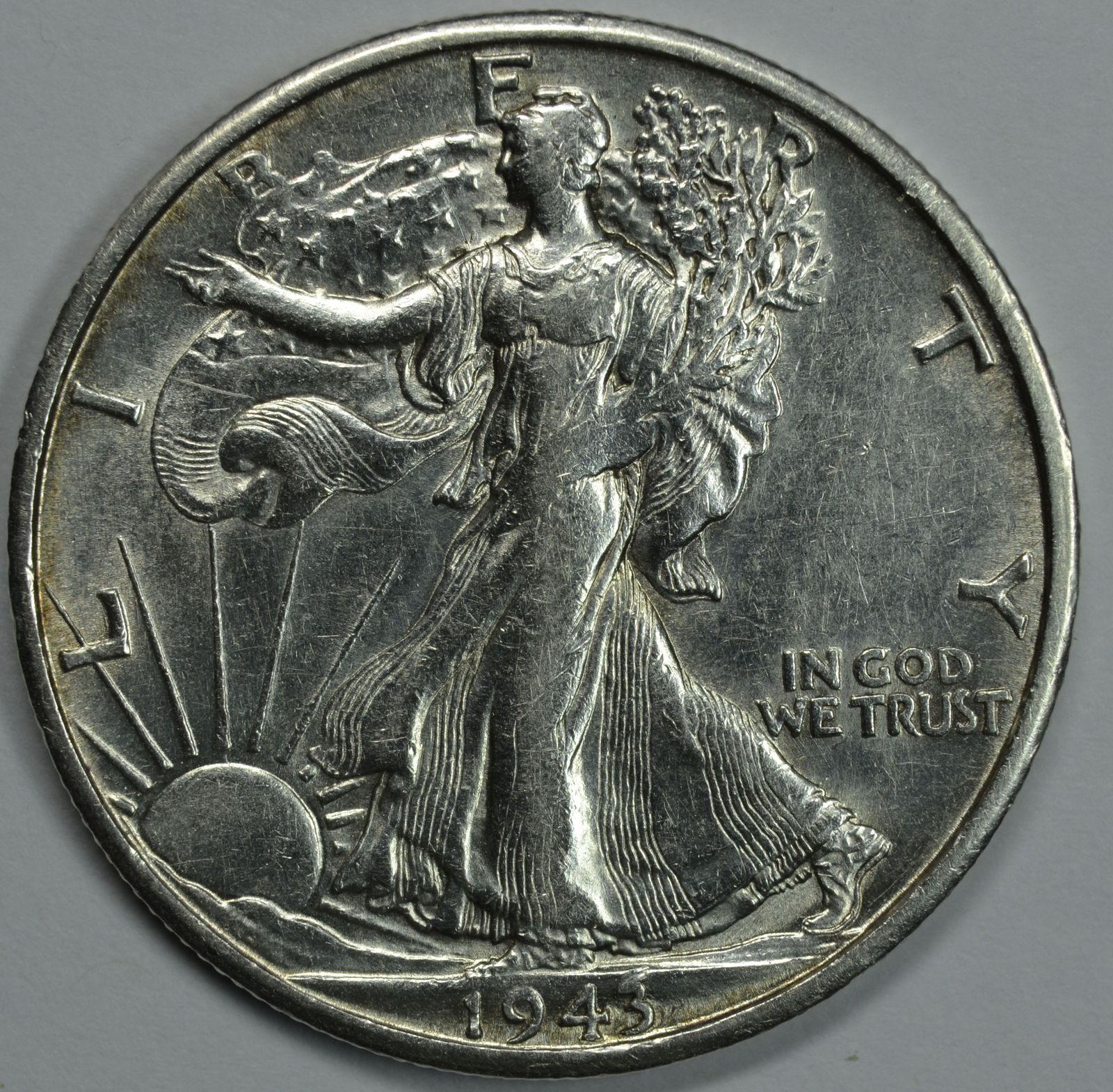 1943 S Walking Liberty silver half dollar AU details - $26.00