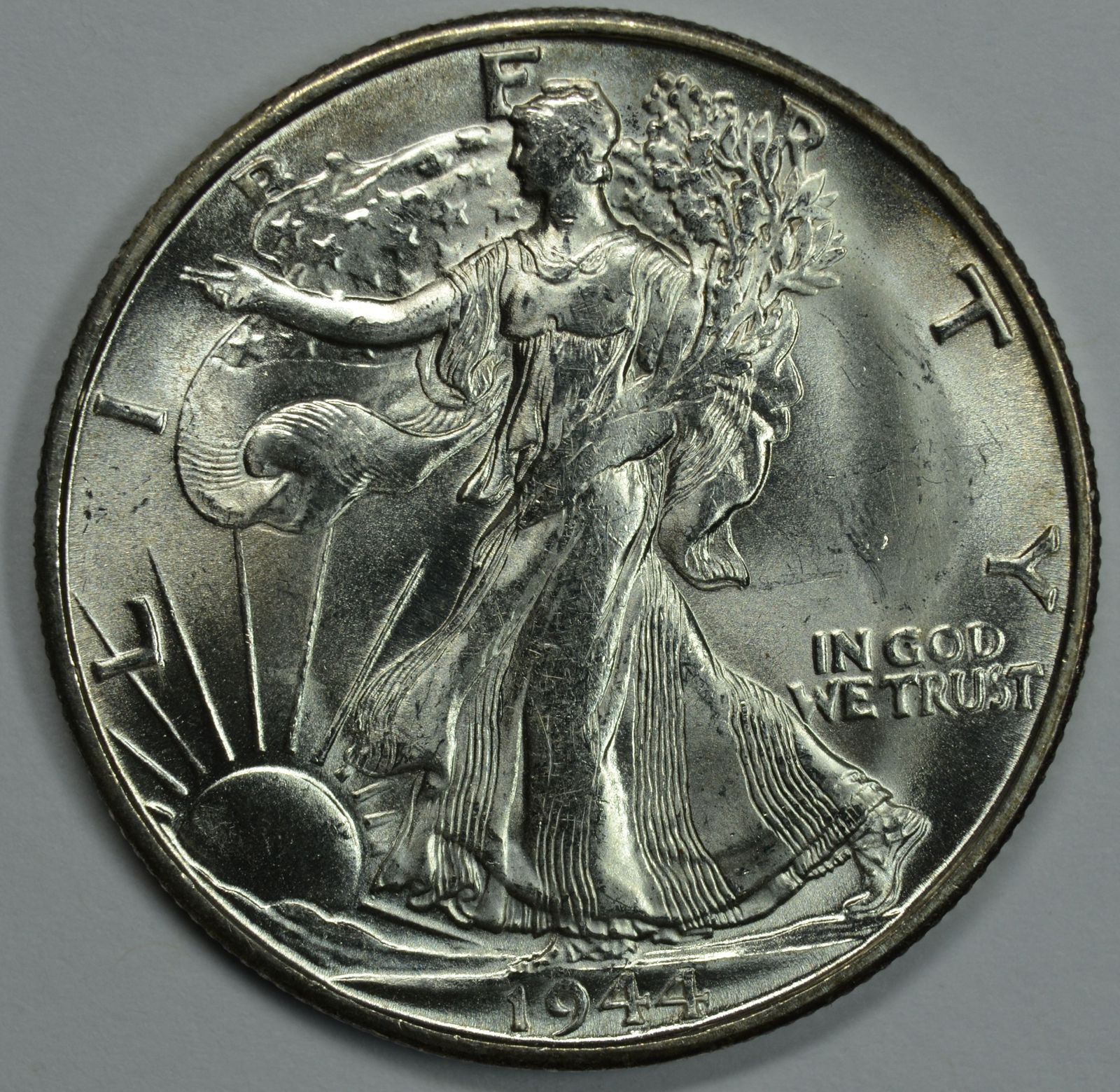 1944 S Walking Liberty silver half dollar BU details - $48.00