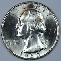 1960 D Washington uncirculated silver quarter with toning - $12.25