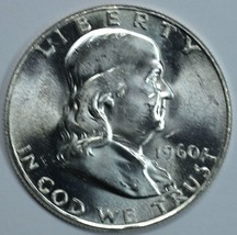 1960 P Franklin uncirculated silver half dollar - $19.00