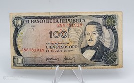 Colombia Banknote 100 Pesos Oro 1974 P-415 ~ Circulated - $4.94