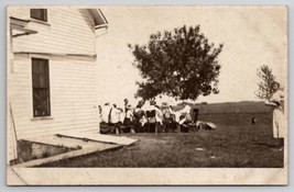 RPPC Ashton IL Dinner after Church in the Yard Large Group People Postcard Z28 - £6.35 GBP