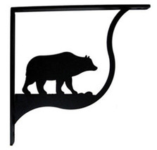 Wall Shelf Bracket Pair Of 2 Bear Pattern Wrought Iron 7.25&quot; L Crafting Wildlife - £33.89 GBP